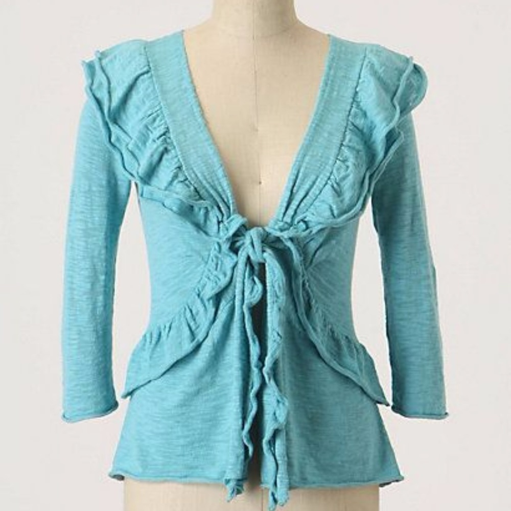 Anthropologie Moth Windy Dunes Ruffled Cardigan